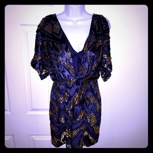 Yumi Kim  Navy/Gold Open Back dress